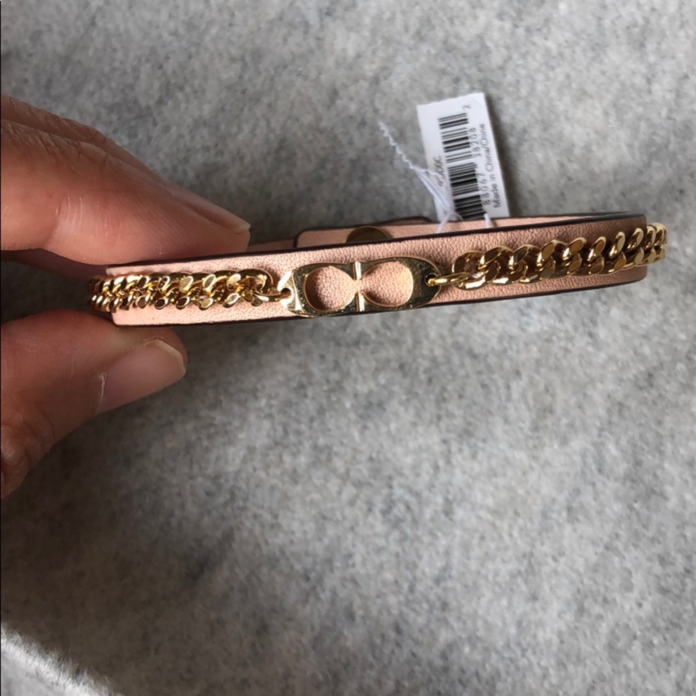 Coach leather and gold thin bracelet